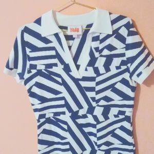 Solid & Stripes , Large , Navy Blue & white.